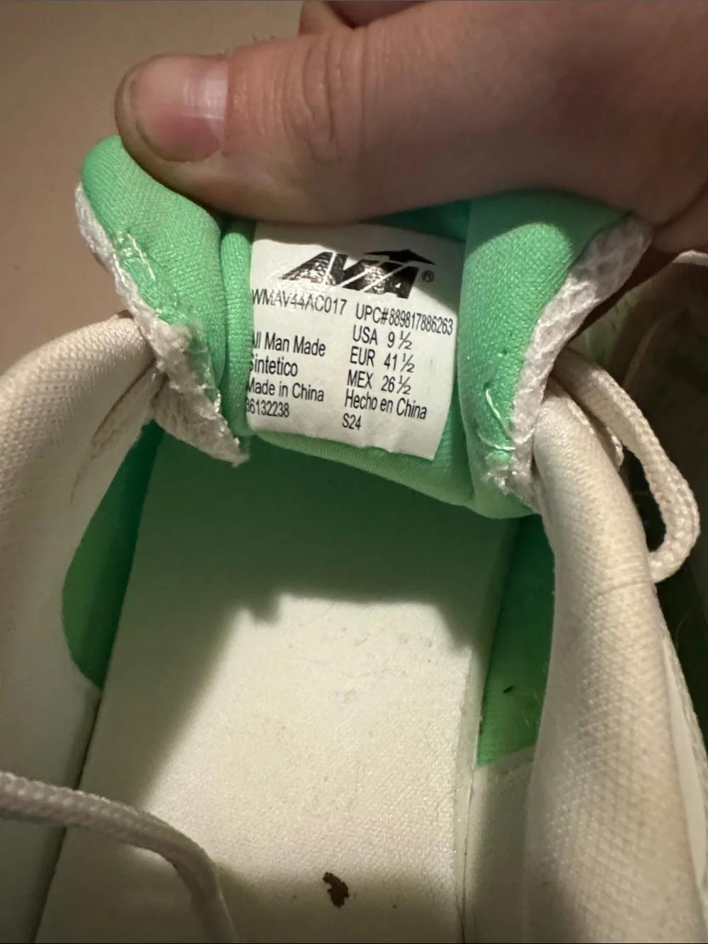 Avia Women's Mint Green and White Lace-Up Sneakers with Yellow Toe Accent - Picture 7 of 7